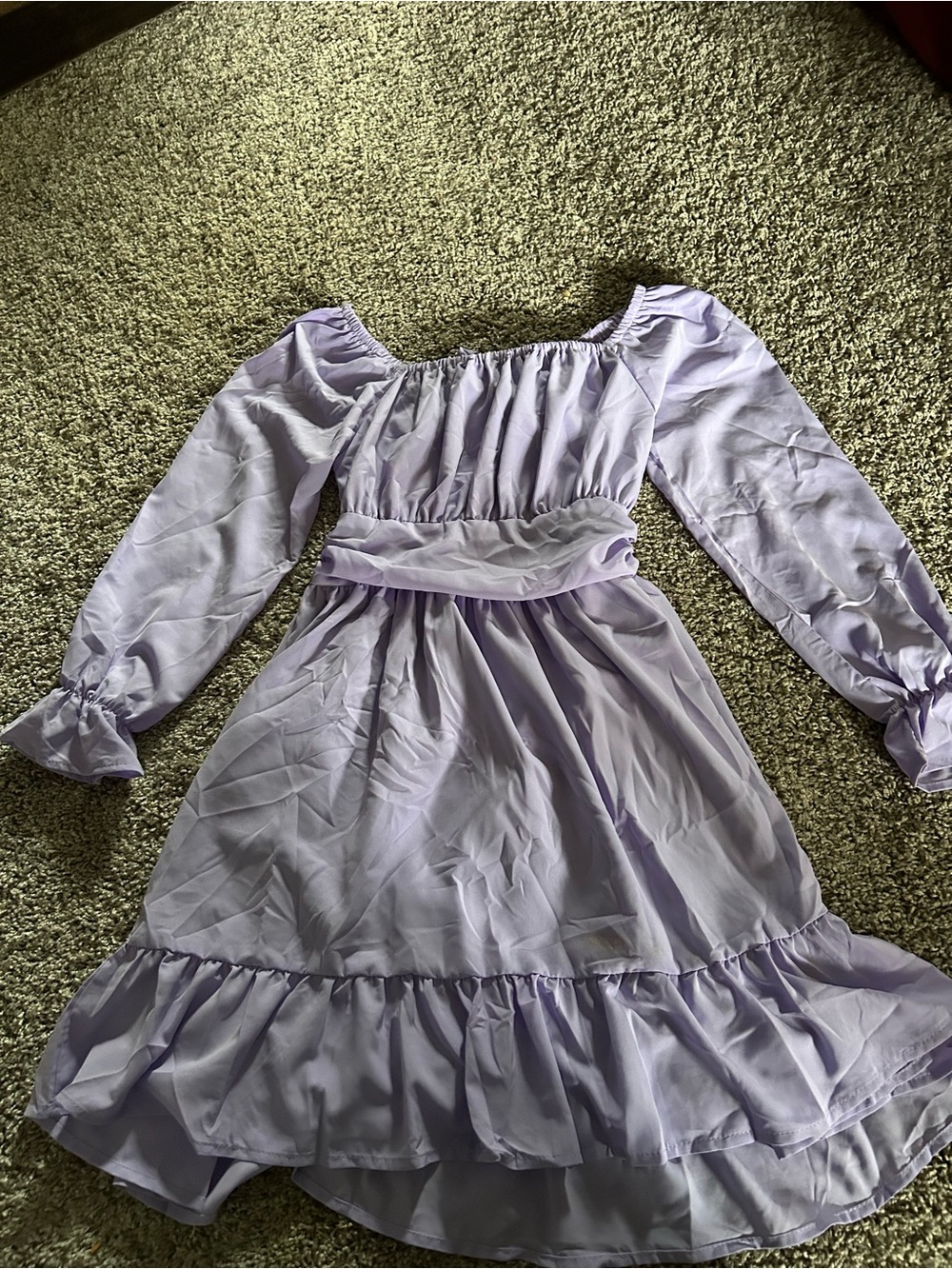 Lavender Long Sleeve Ruffle Midi Dress